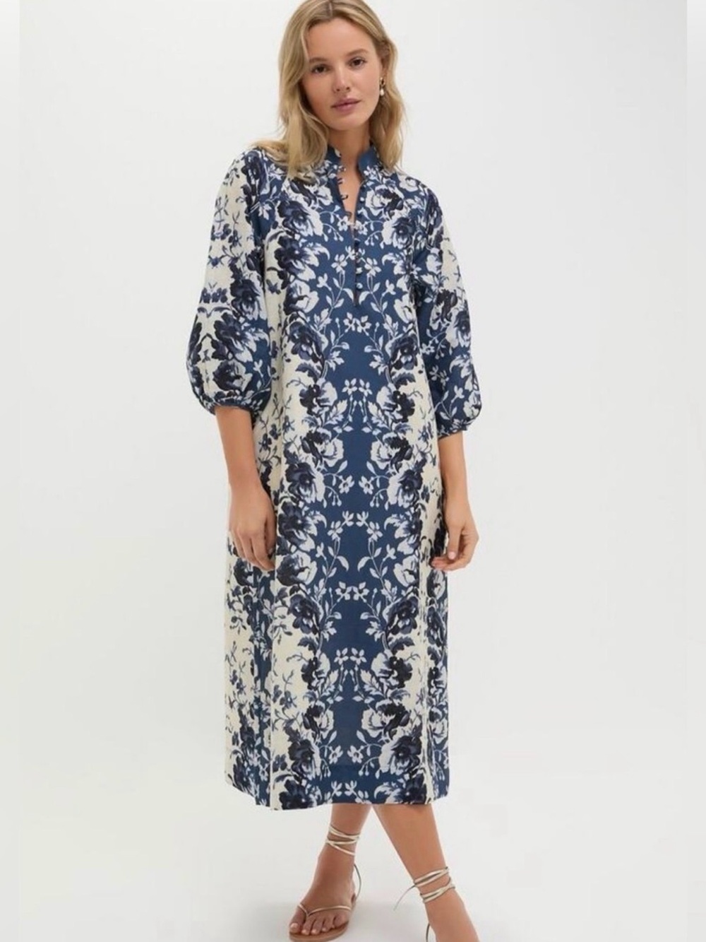 Tuckernuck Indigo Reflection Cotton Linen Maryse Caftan